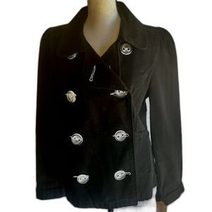 Periscope pea coat  button down black good condition 100% cotton size Lg